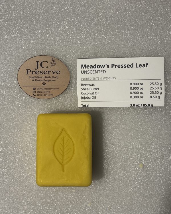 Meadow’s Large Pressed Leaf Lotion Bar- Unscented